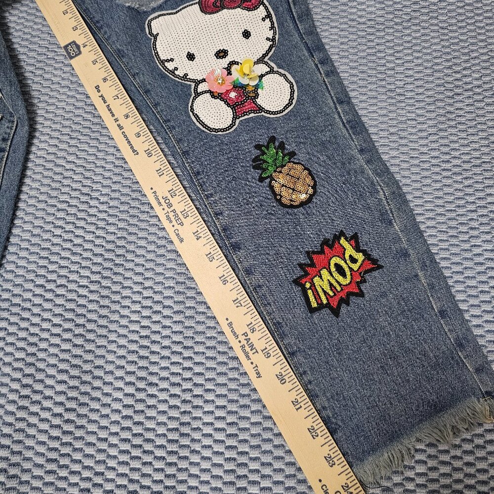 NEW Y2K Fashion G.D. Jeans High Rise Ankle Pants with Hello Kitty Patch Size 28 - Picture 7 of 9